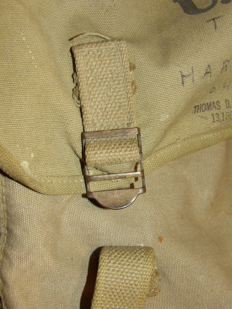 VINTAGE 1943 US ARMY M-1936 MUSETTE/FIELD BAG! CANVAS/STRAPS INTACT/OWNER'S NAME