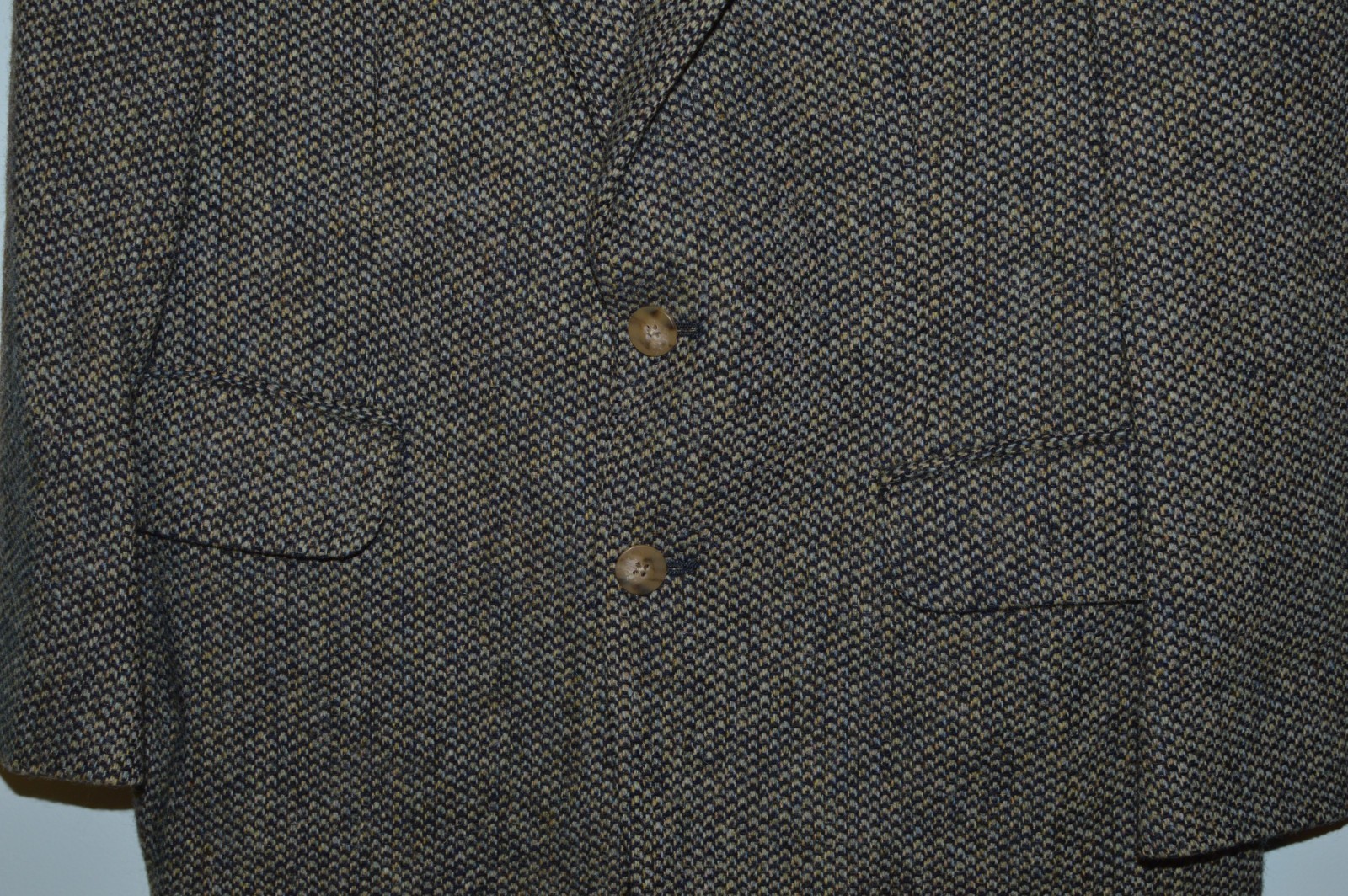 40R 40 Regular R HARRIS TWEED Gray Bird’s Eye Wool Suit Sport Coat Blazer Jacket