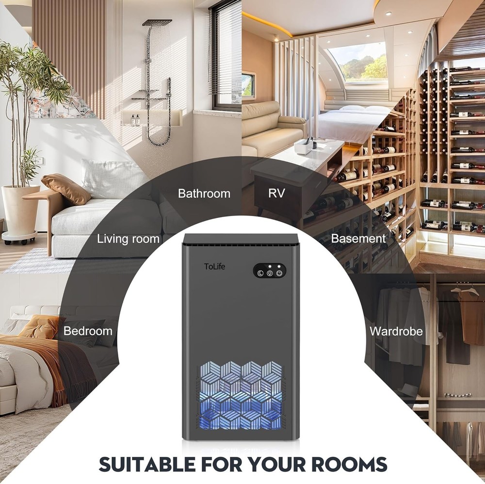 Versatile Dehumidifier for Home: 1000 sq.ft Coverage with Auto Shutoff Feature