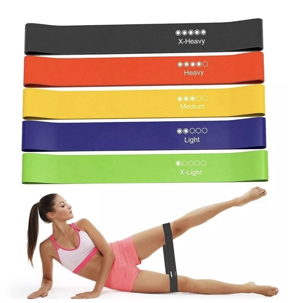 Resistance Loop Bands with Mesh Bag NEW 5 Bands Exercise Workout