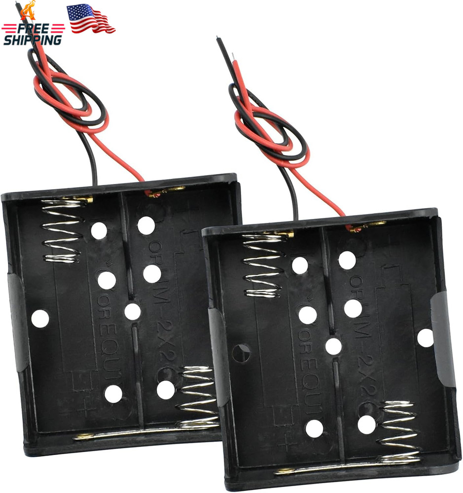 SDTC Tech 2-Pack 2X C Cell Battery Holder 3V C Size Battery Case Box with Wire L