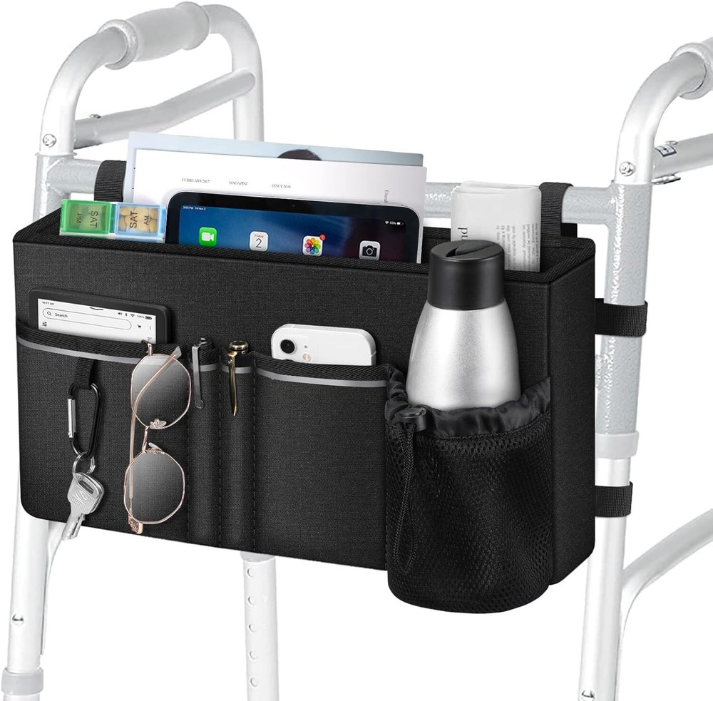 Large Walker Tote Bag Folding Walker Attachment Storage Basket Mobility Aid Acce