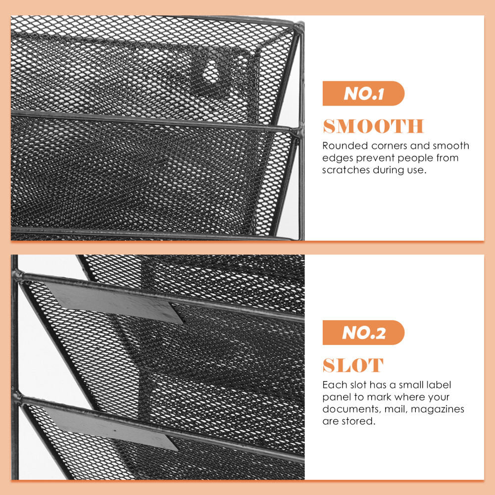 Wall-mounted File Storage Rack Multi-layer Document Organizer Metal Magazine