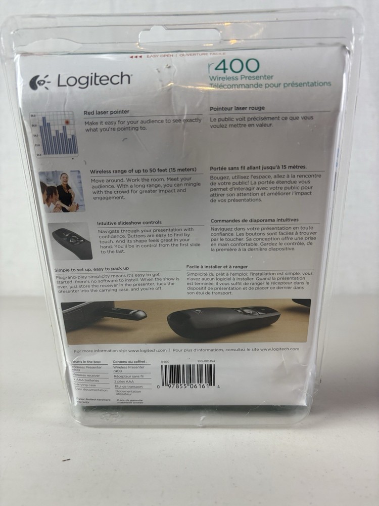 New Logitech Wireless Presenter R400, Wireless Presentation Remote Clicker/Laser