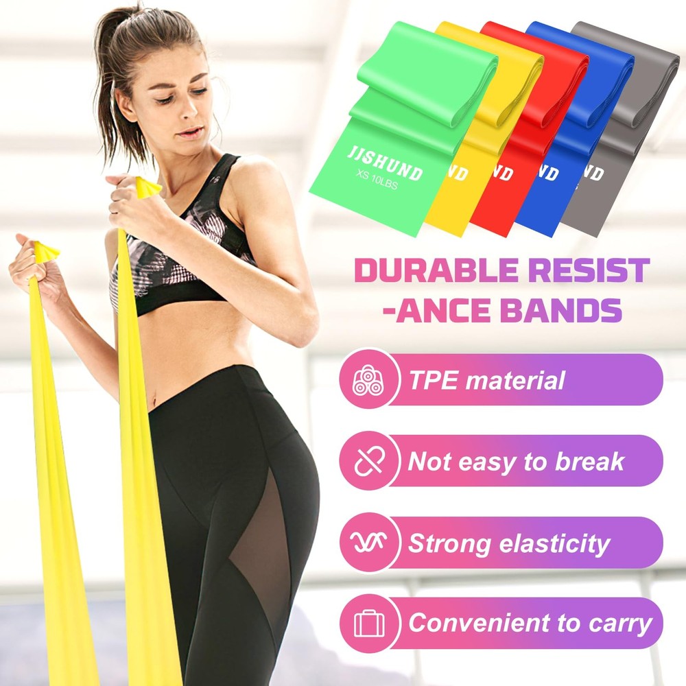 Resistance Bands Set, 5 Pcs Exercise Bands Long 150cm Workout