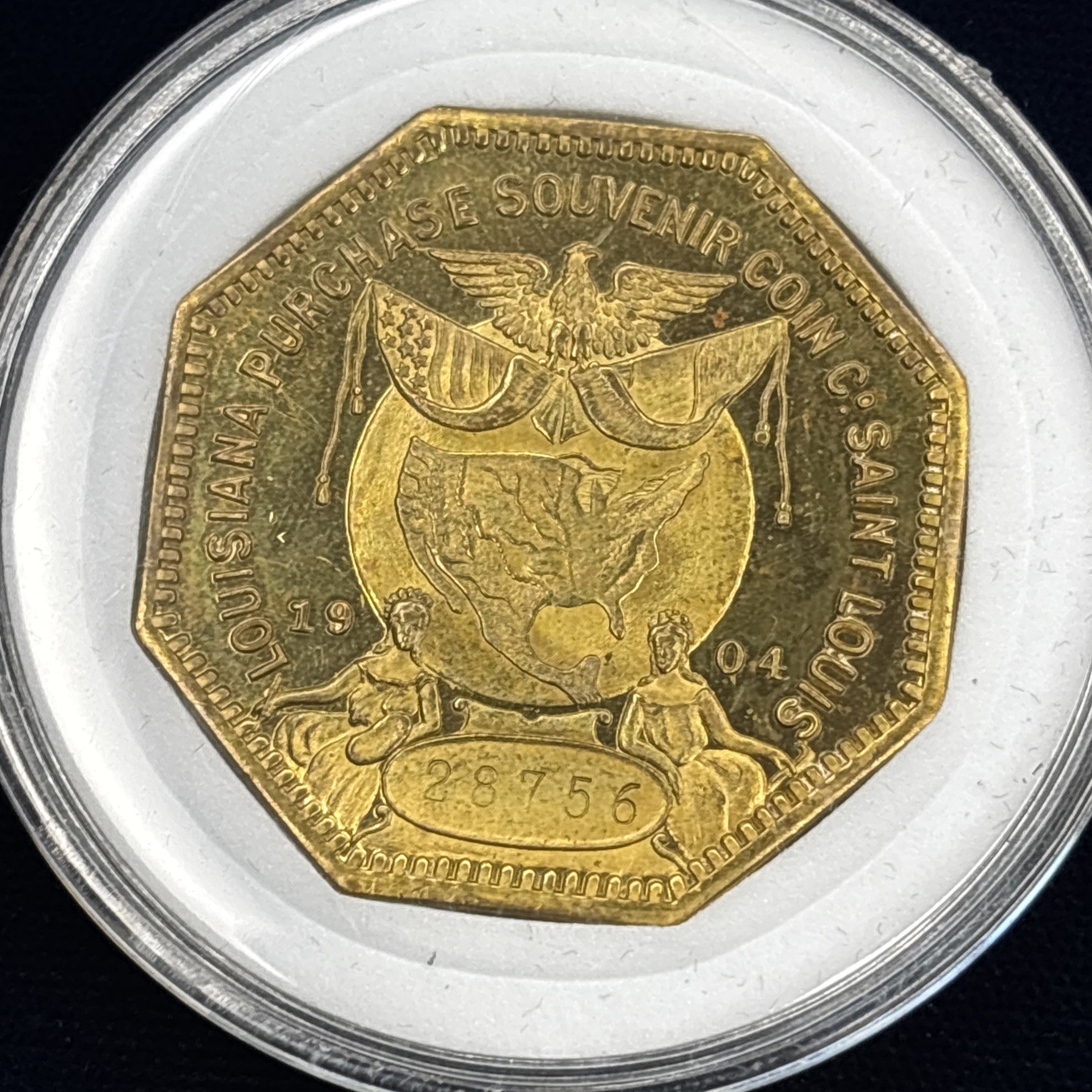 1904 Proof Like HK-306 So Called Dollar Louisiana Purchase Expo Octagonal Brass