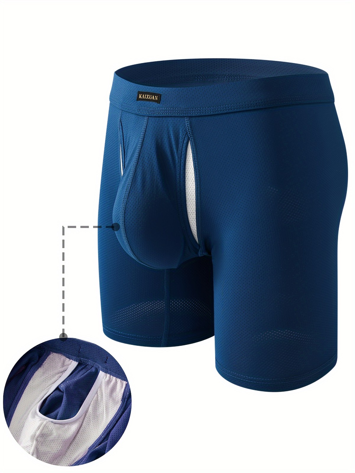Men's Breathable Mesh Boxer Briefs with Anti-Roll Pouch & Elastic Waistband
