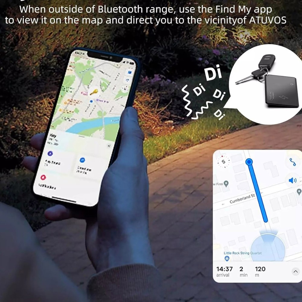 Black Wireless Charging Smart Card Tracker ABS Wallet Tracker Tracking Device