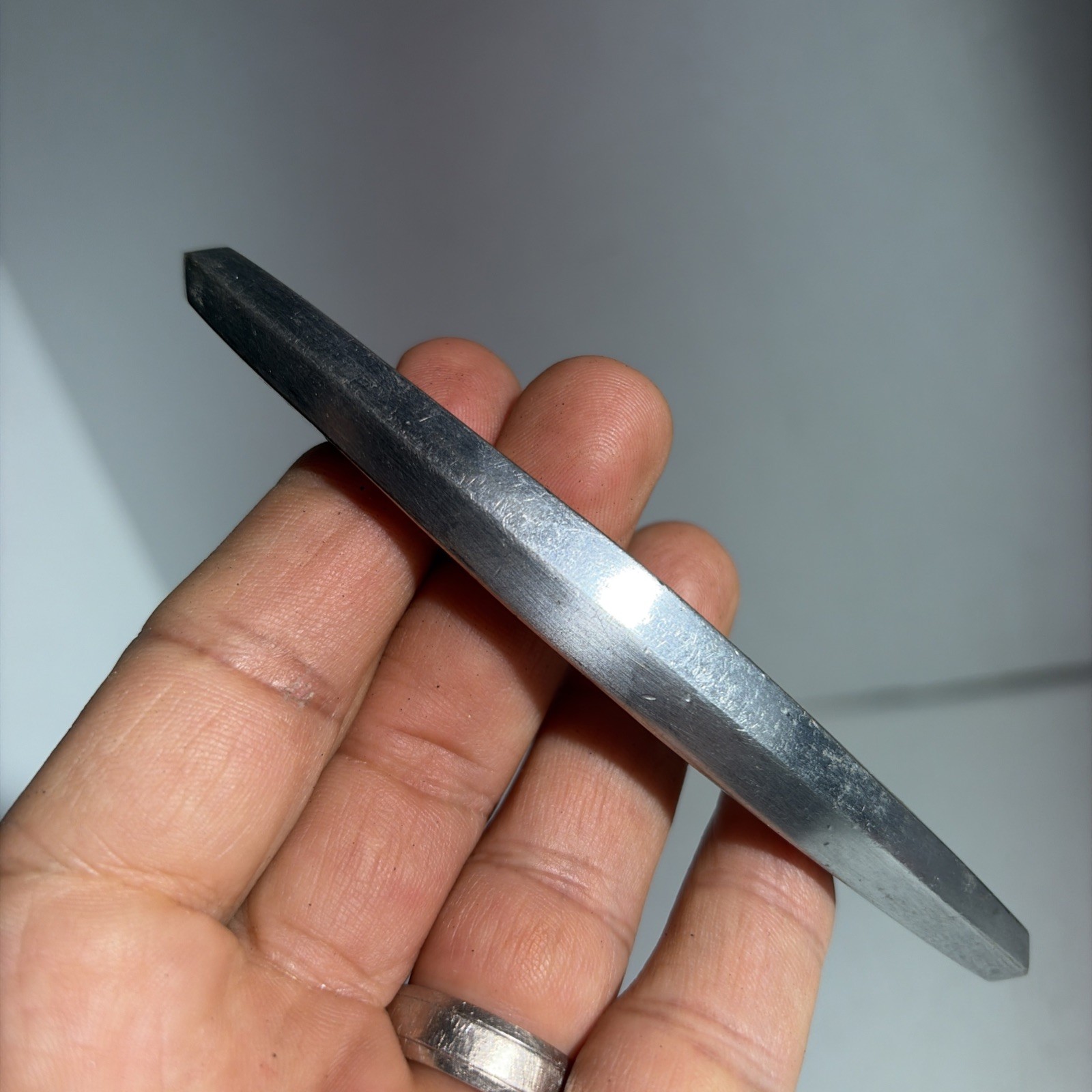 Vintage Mid Century Modern Single Silver Tone Metal Drawer Pull Handle