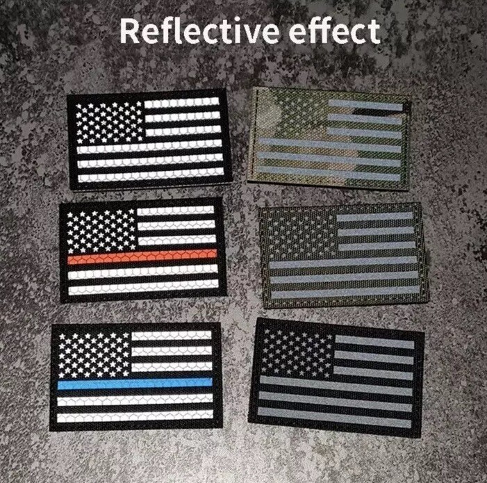 Reflective Thin Red Line Fire Fighter EMS Safety Patch Hook And Loop Laser Cut
