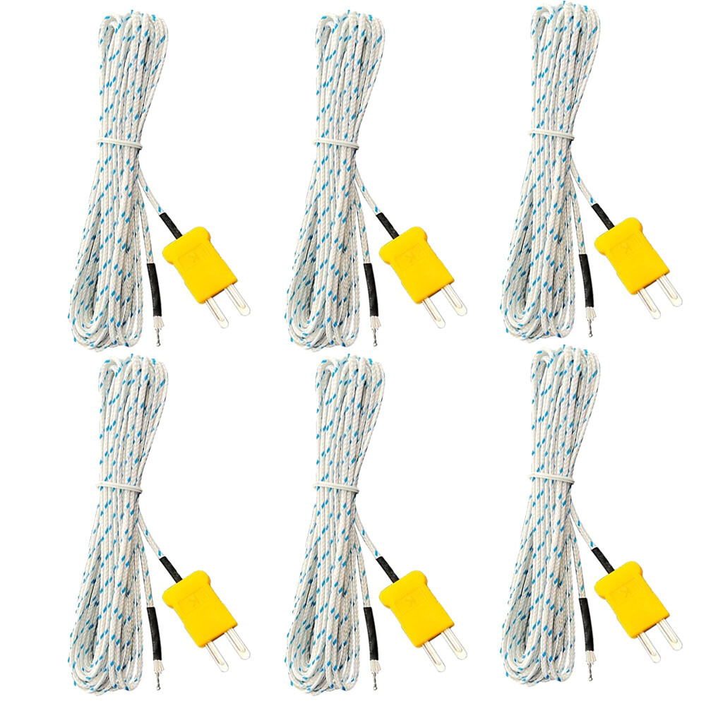 6x K-Type Mini-Connector Thermocouple Temperature Probe Sensor 2M/6.6Ft Cable US