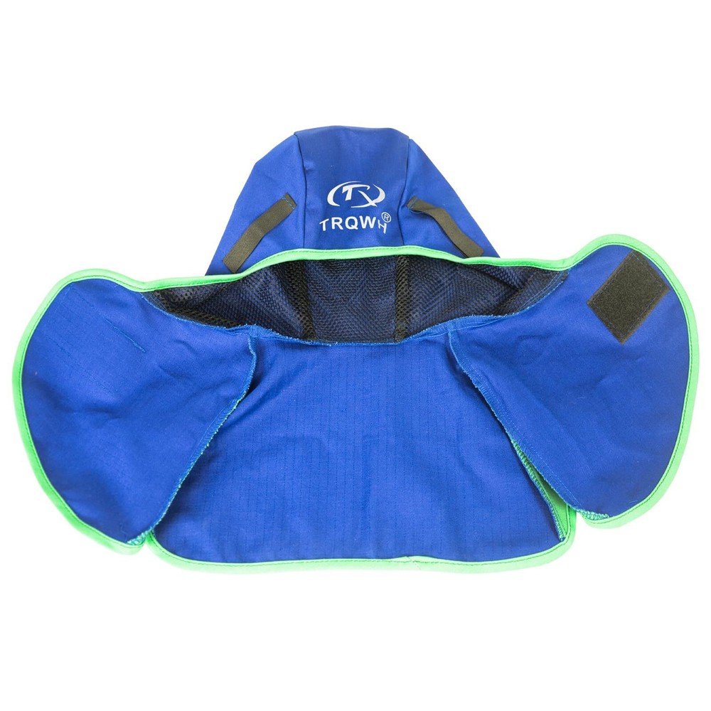 TRQWH Full Coverage Welding Hood with Neck and Shoulder Drape, Blue