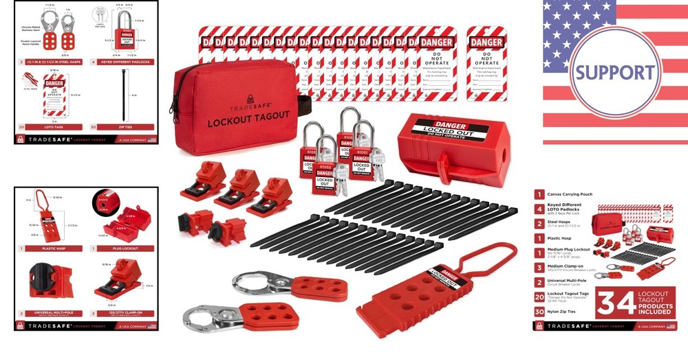 Comprehensive Electrical Lockout Kit - Includes Tags, Locks & Storage