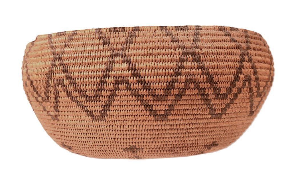 Paiute Basket Bowl ca. 1900 Size 3.125" H x 6.25" D Hand Coiled with Zigzag