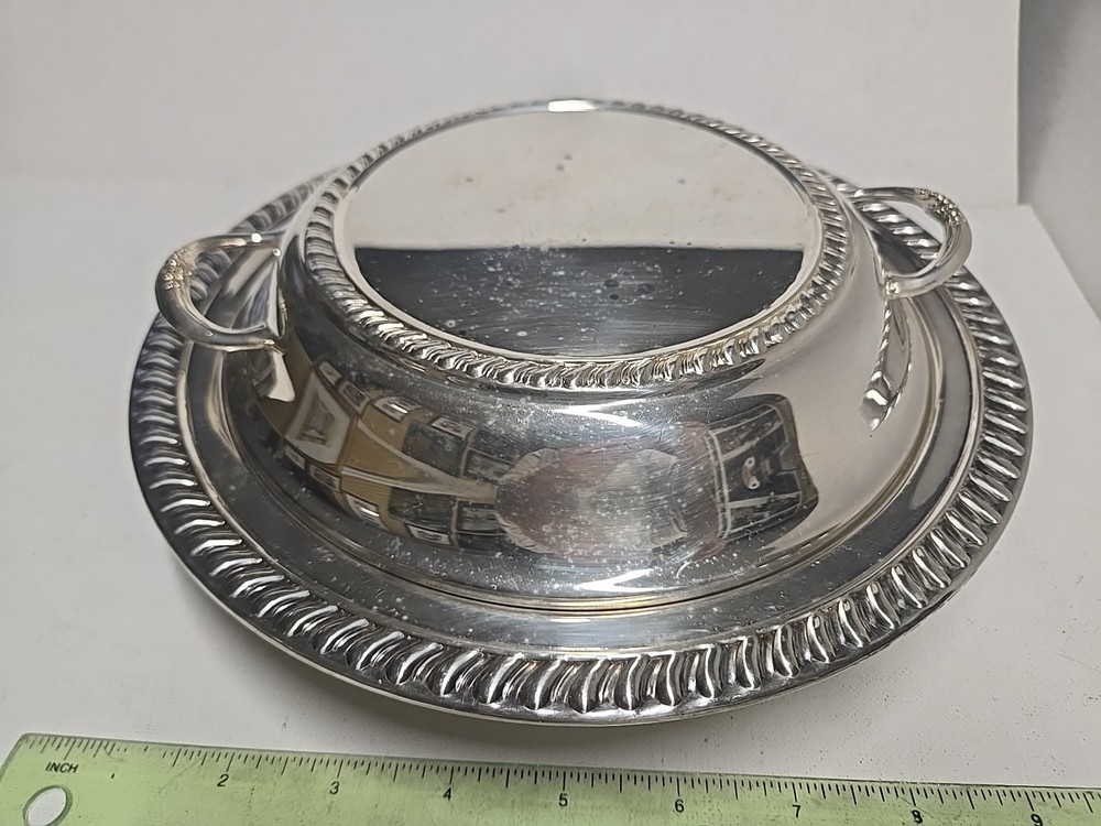 Silver Plate Vintage 2 Pc. Chapin Dish Covered Divided