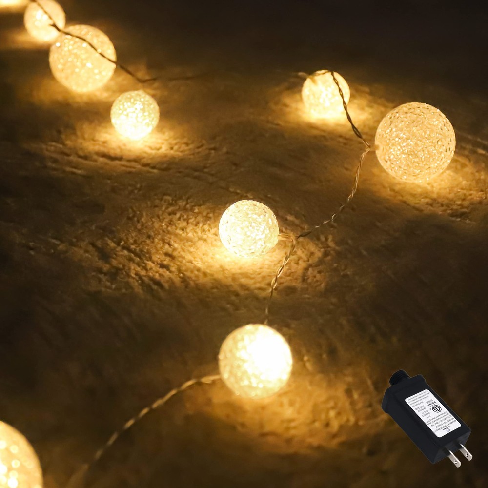 LED Globe String Lights Plug in Blinking Lights 20 Warm White Lights Balls wi...