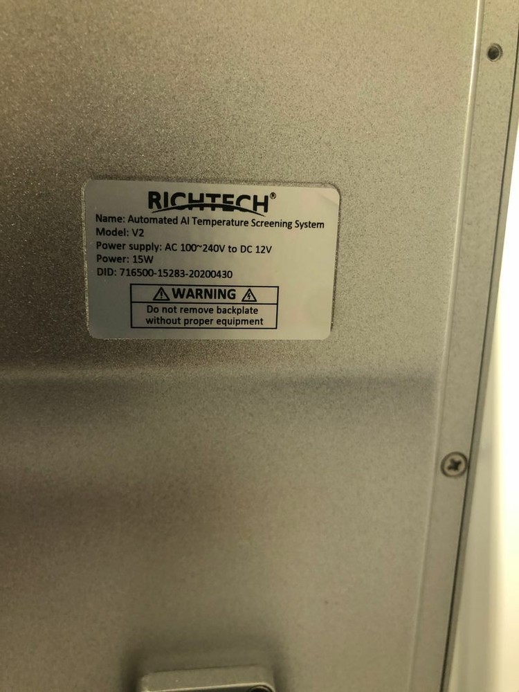RICHTECH AATSS-V2 Face Recognition Touchless Temperature Kiosk Access Control