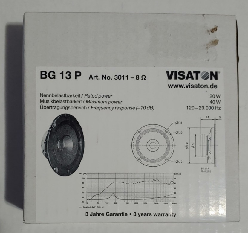 Visaton BG13P 5" Full Range Speaker 8 Ohm