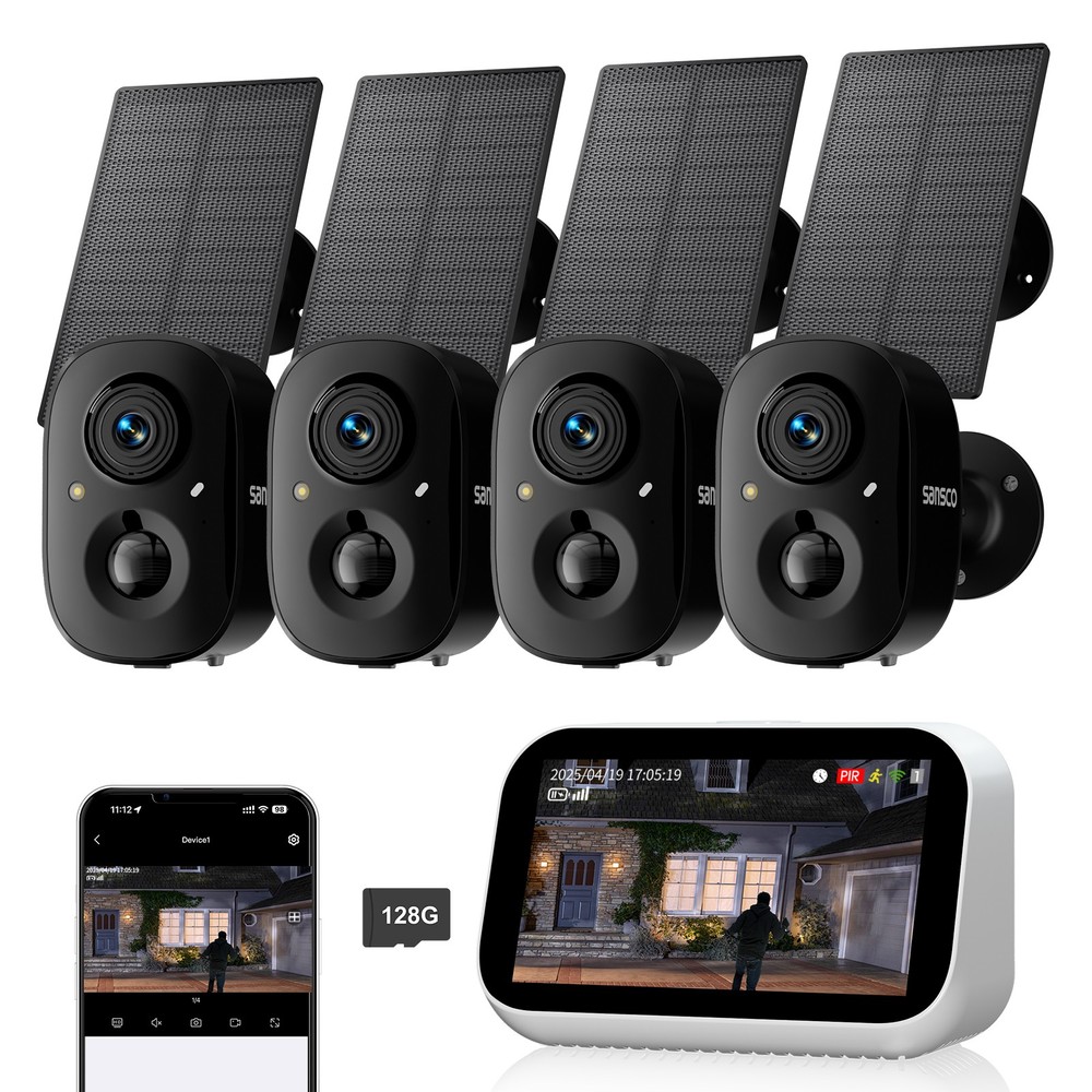 4MP Wireless Color Security Camera System Solar Battery Powered 2-Way Audio
