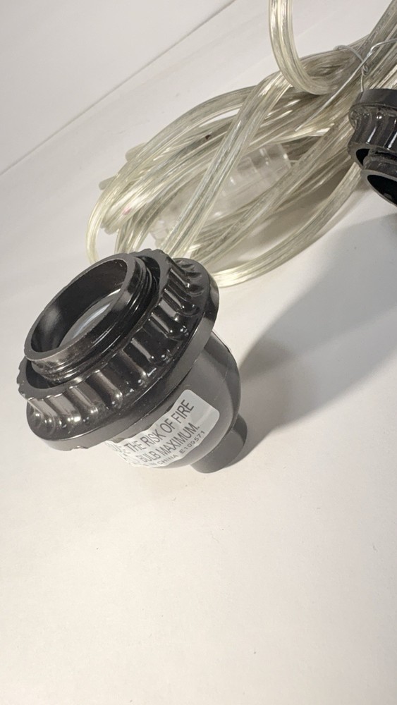 Vintage long silver power cord and phenolic bulb socket C