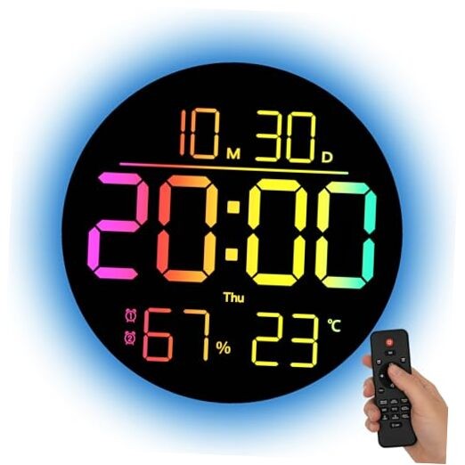 10 Inch LED Digital Wall Clock with RGB Backlight and Countdown Timer｜11
