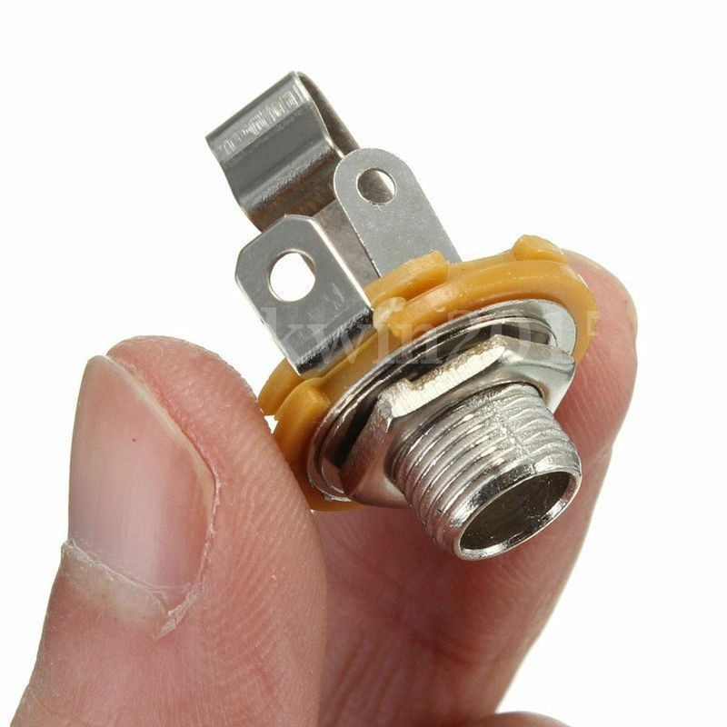 10Pcs Mono 1/4" 6.35mm ID Socket Jack Connector Panel Mount Guitar Plate