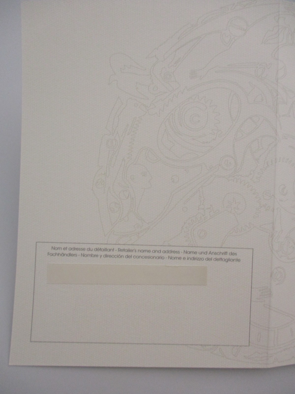 Jaeger LeCoultre Watch Guarantee Certificate Certificat de Garantie Blank Label