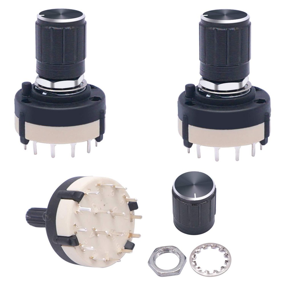Rotary Switch 4-Pole 3-Position Single Deck with 3 Knobs for Channel Selection