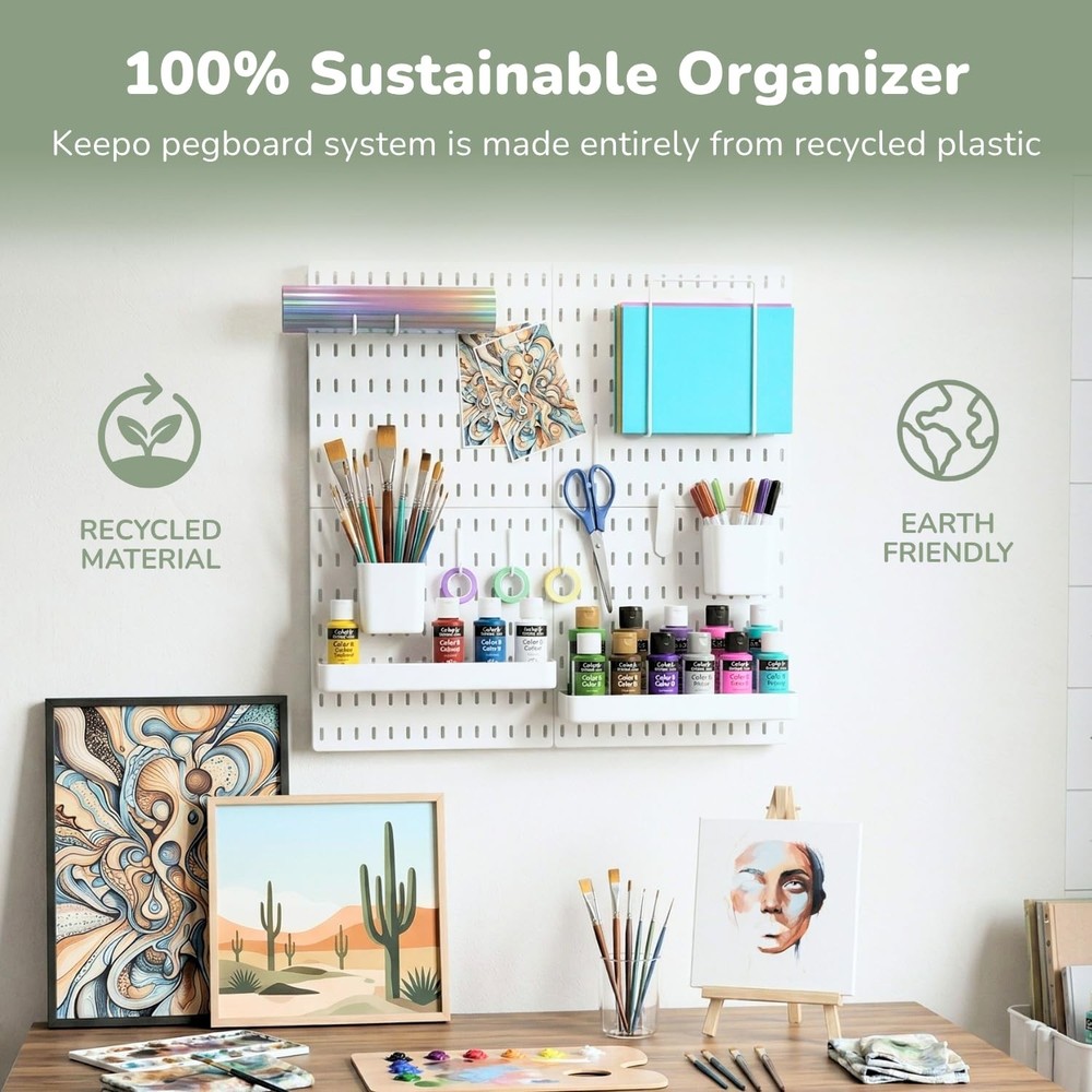 Peg Board Wall Organizer – Plastic Pegboard Panels, Modular Peg Board Storage...