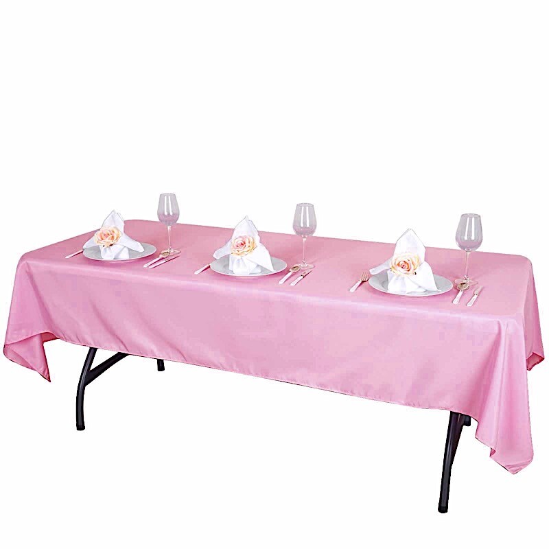 PINK 60x102" RECTANGLE POLYESTER TABLECLOTH Wedding Kitchen Catering Linens