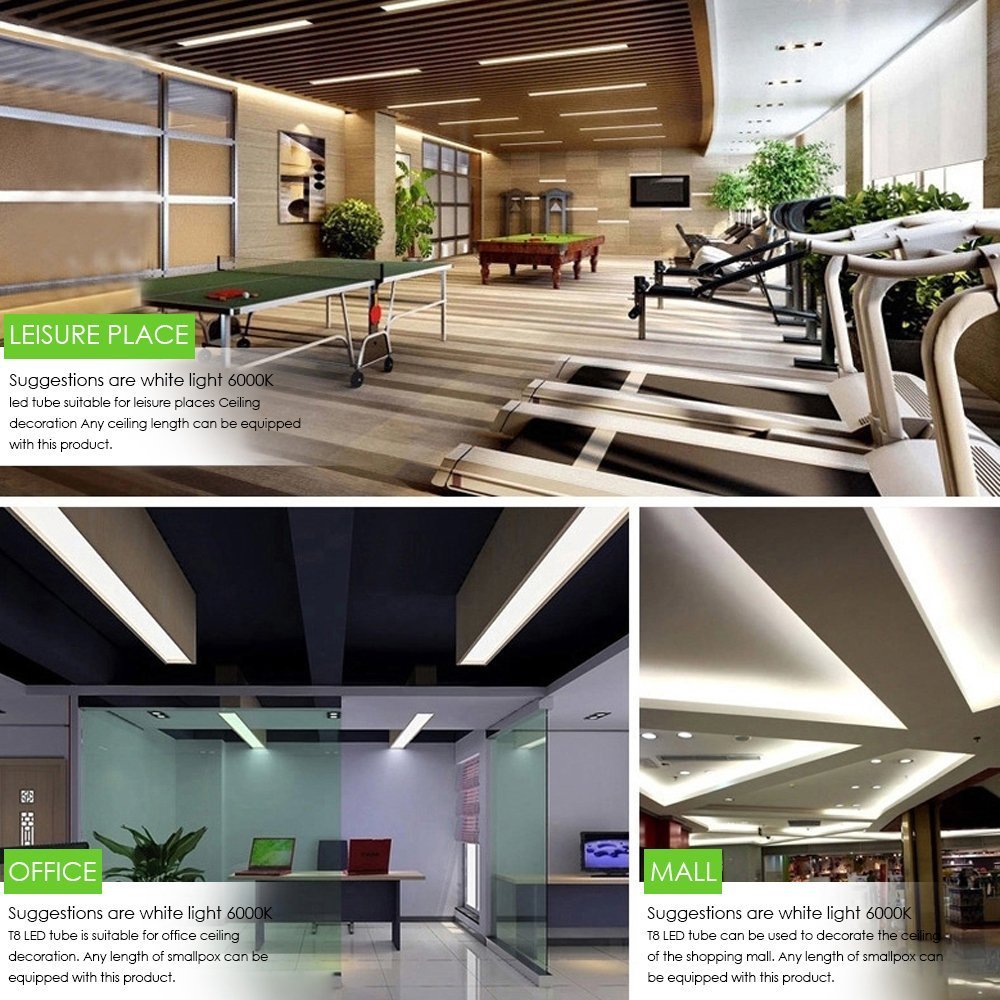 T8 LED Tube 8FT Garage Warehouse Light 8 Foot Linkable LED Shop Light Fixture