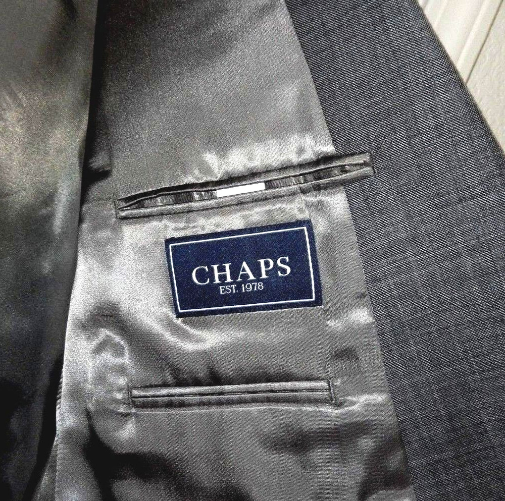 Chaps 100% Wool Blazer Sport Coat-44L, gray