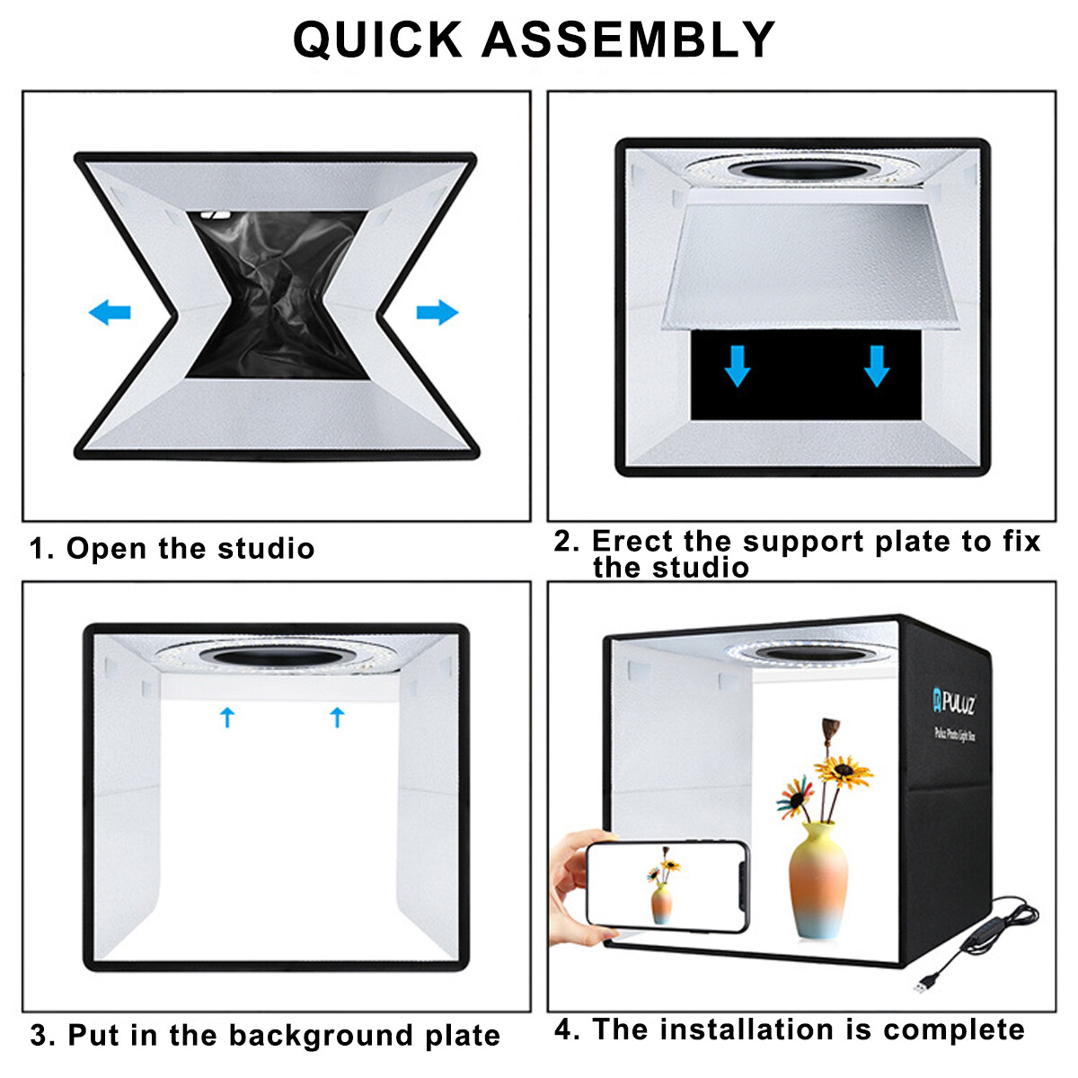 12x12" LED Photo Studio Light Box Portable Folding Photography Shooting Tent Kit