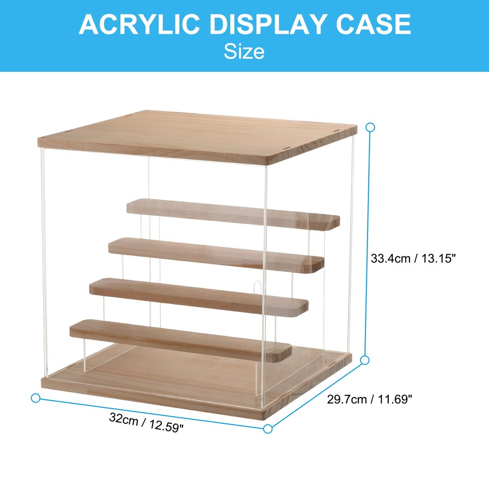 Acrylic Display Case with LED Light 5 Tier Transparent Dustproof Showcase
