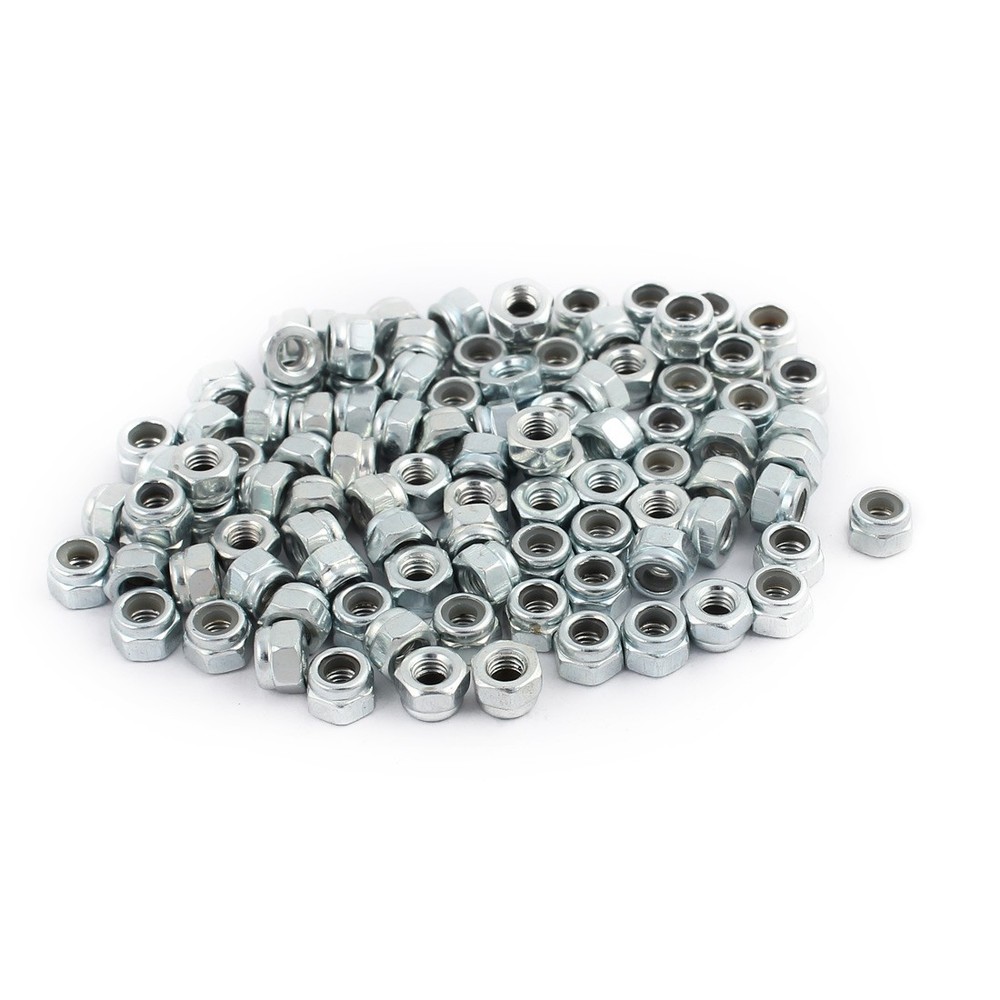 100pcs M3 Stainless Steel Self-Locking Anti-loose Insert Hex Nylock Lock Nuts