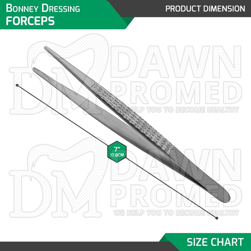 Bonney Dressing Forceps 7″ Serrated Tips General Surgery Orthopedic Instruments