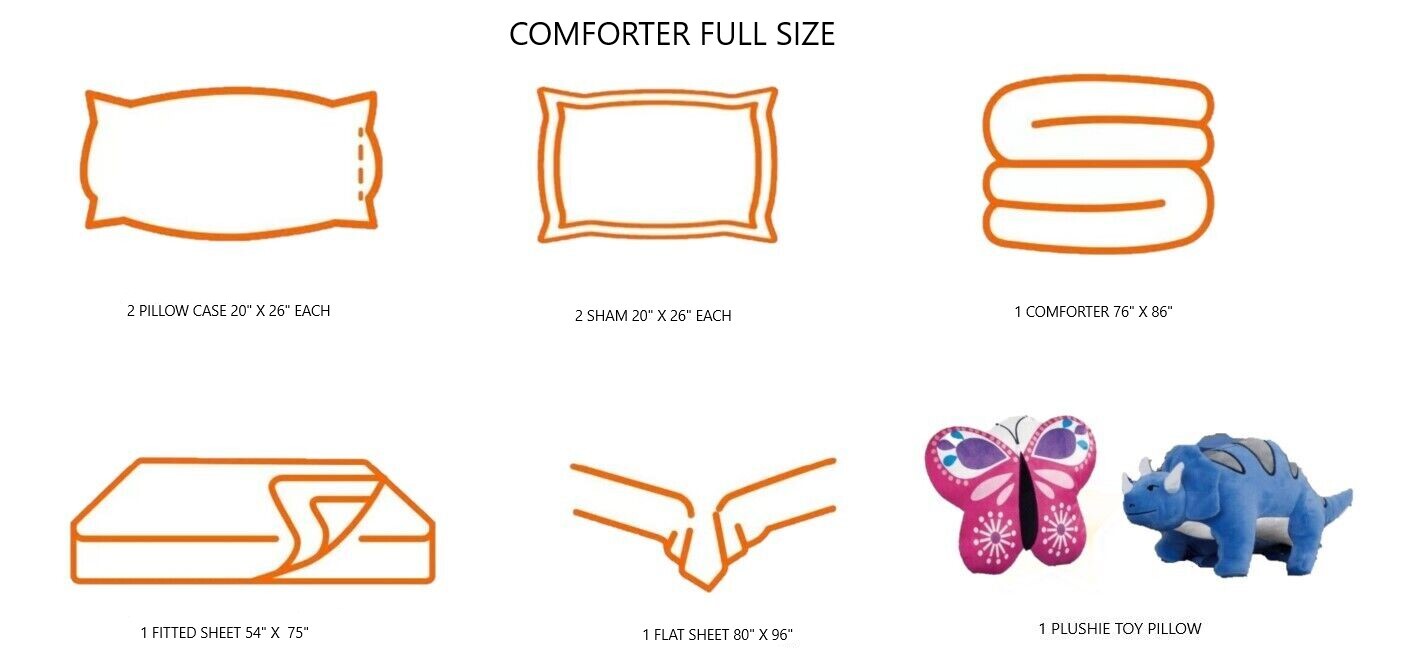 6/8PC TWIN/FULL KIDS COMFORTER COMPLETE BEDDING SET MANY DESIGNS BED IN A BAG