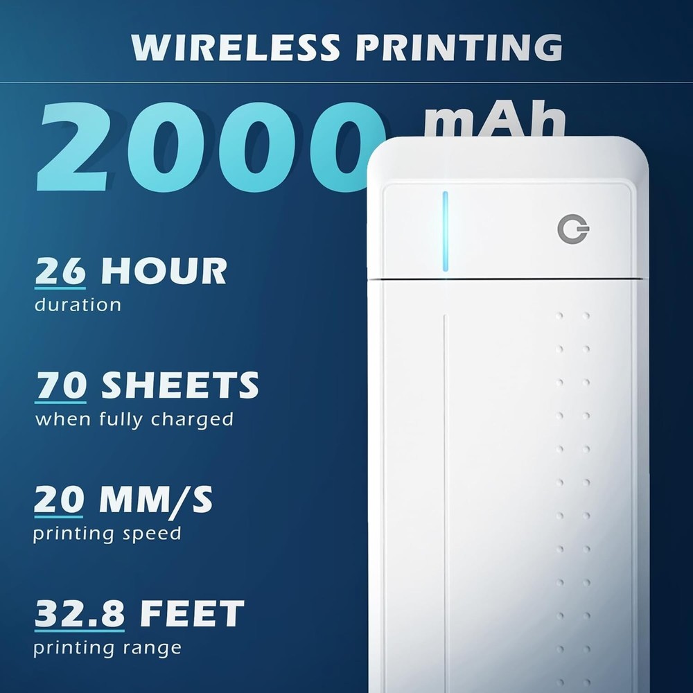 HPRT MT866 Portable Printer Wireless Travel Thermal Inkless Bluetooth Printer