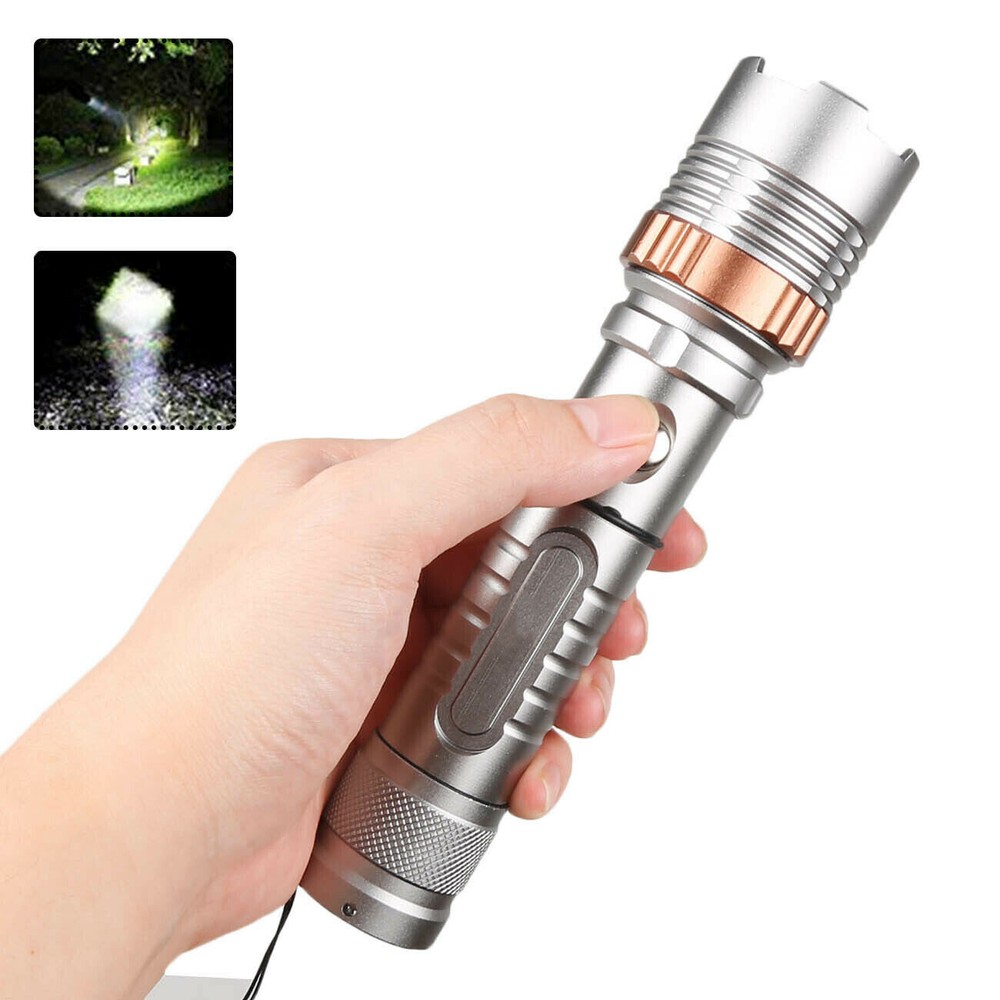 2pcs Super Bright 22000000LM LED Flashlight High Powered Torch Rechargeable Lamp