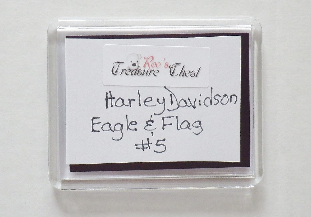 REFRIGERATOR MAGNET HARLEY DAVIDSON EAGLE & FLAG #5 - 3.5”x 3”