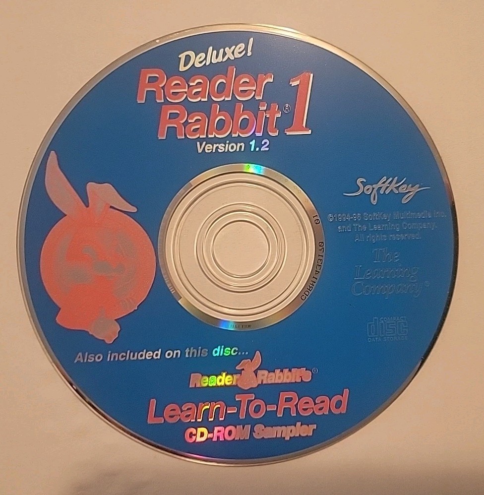 Deluxe 1996 Soft Key Reader Rabbit 1 Version 1.2 - Learn To Read CD Rom Sampler