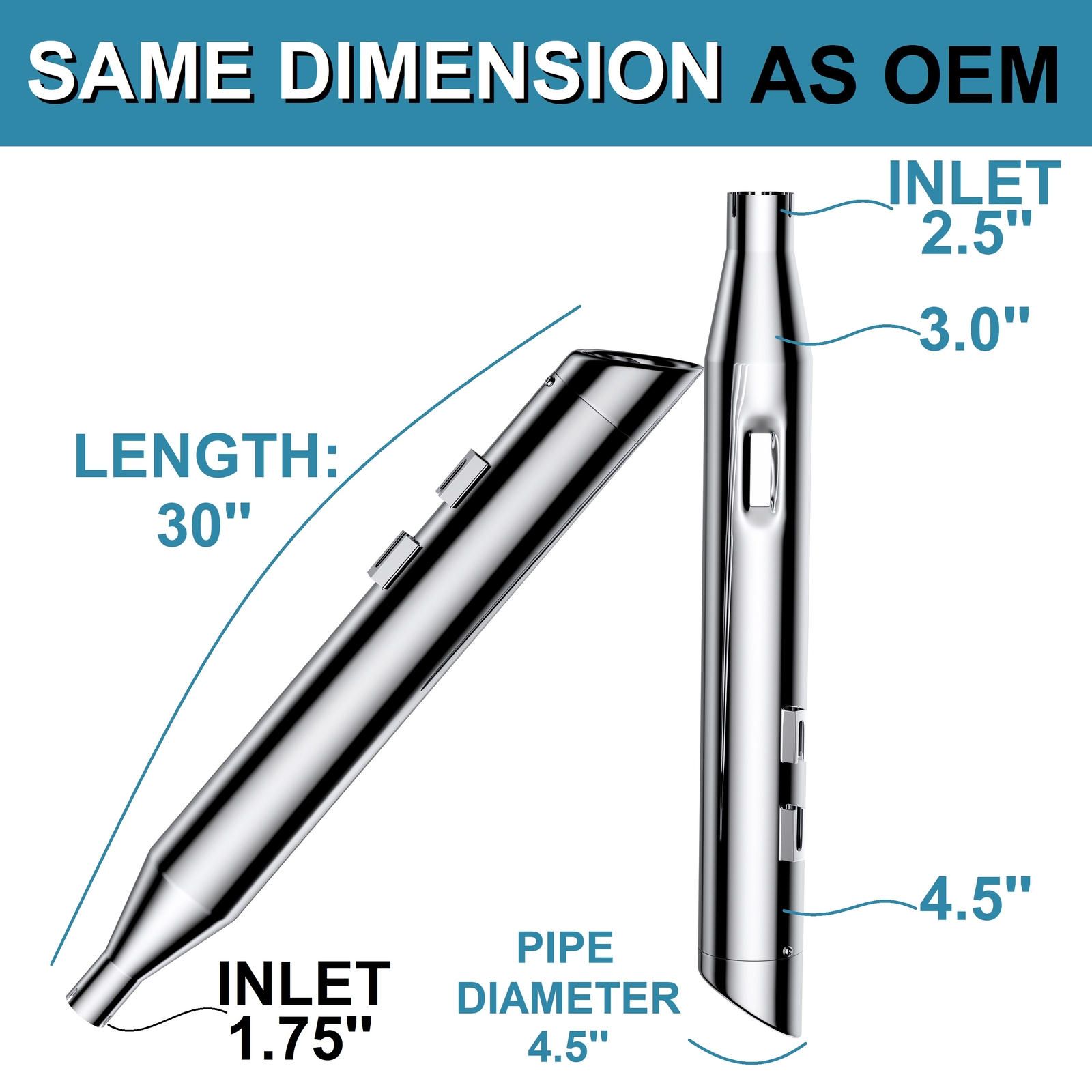 SHARKROAD 4.5 Slip Ons For 2017-UP Harley Touring Exhaust, Road Glide Mufflers