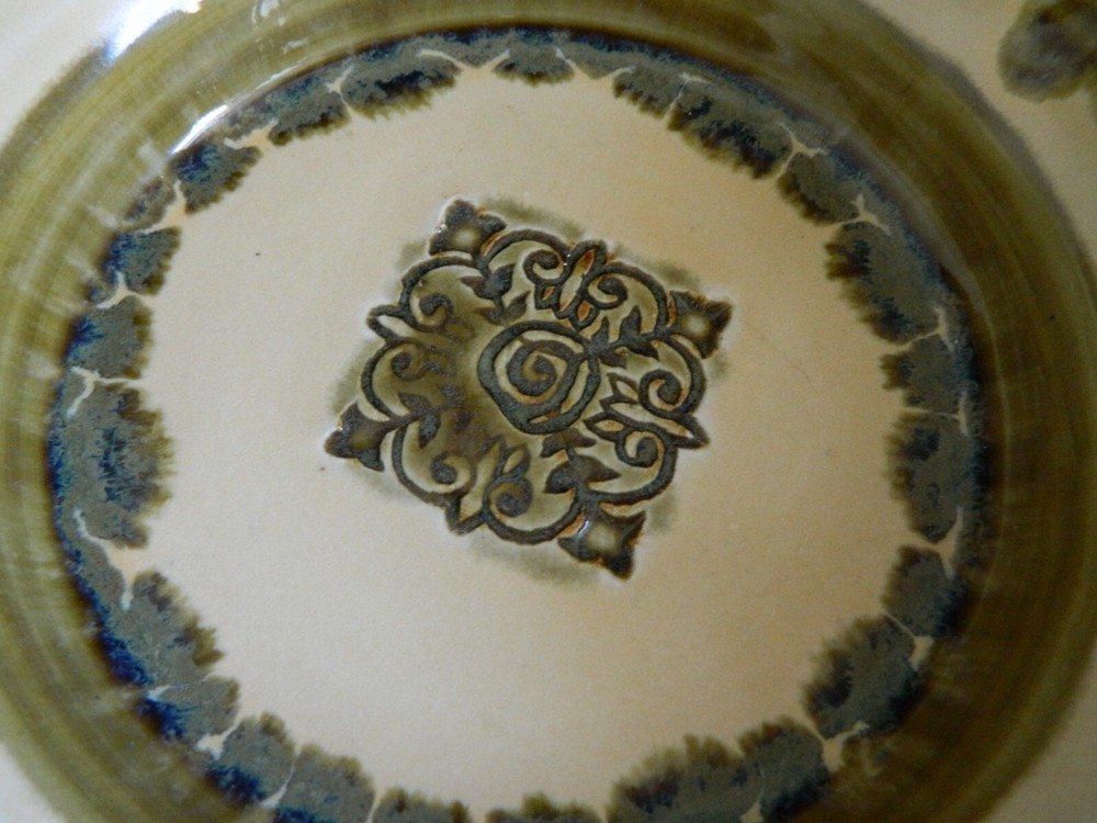 Studio Pottery Scalloped Edge Dish with applied Handle Signed