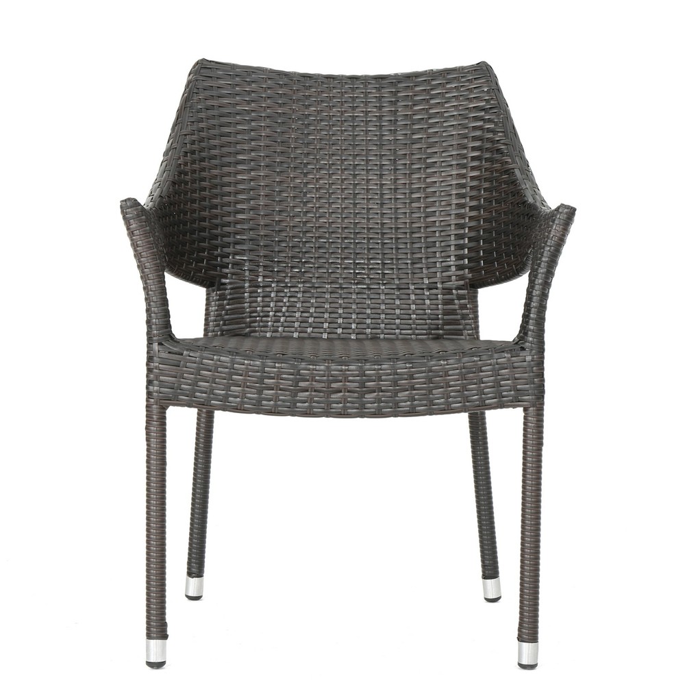 Clayton Outdoor 5pc Multibrown Wicker Square Dining Set