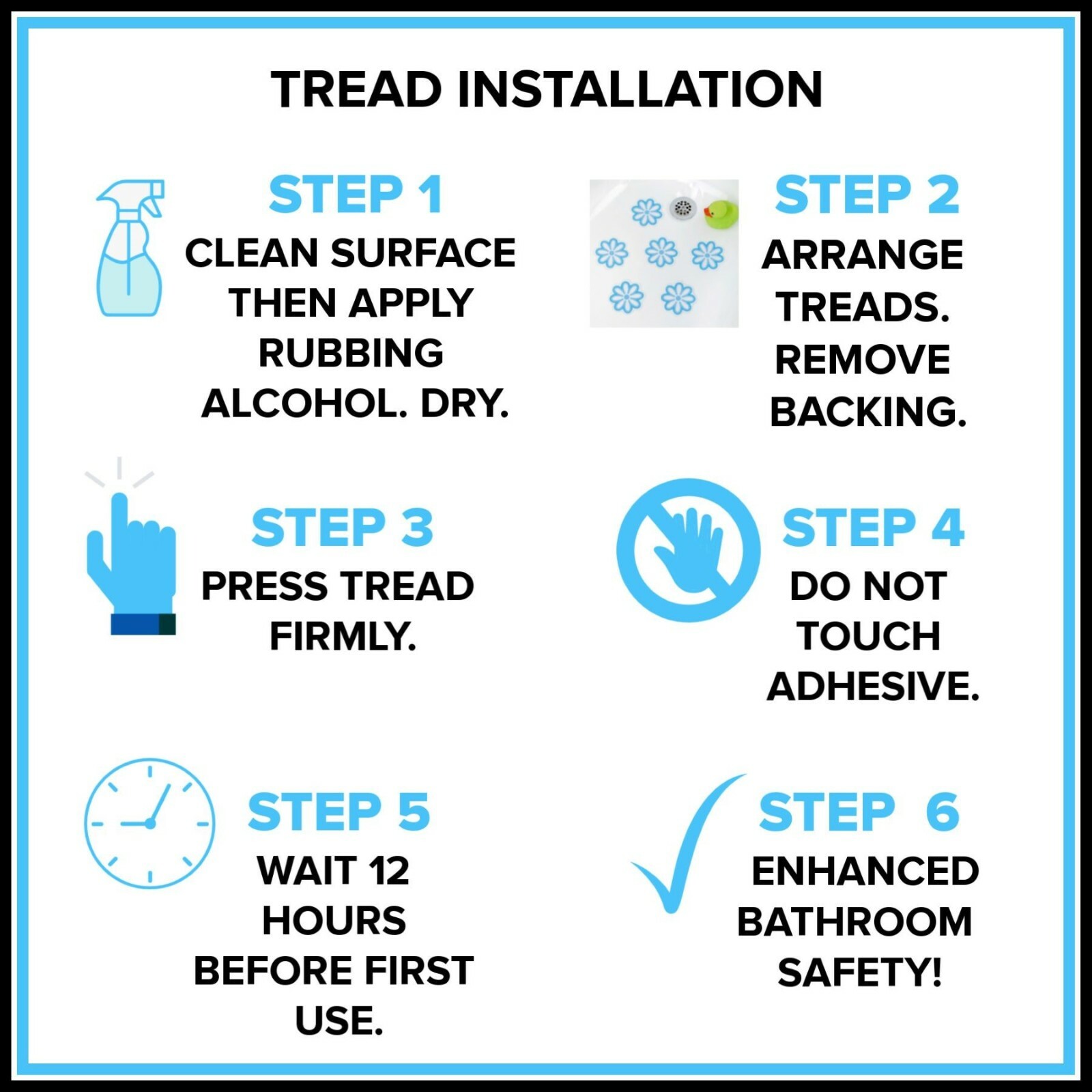 7.5" Bath Tub Shower Safety Adhesive Treads Non Slip Strips, 12 Pack, 5 Colors