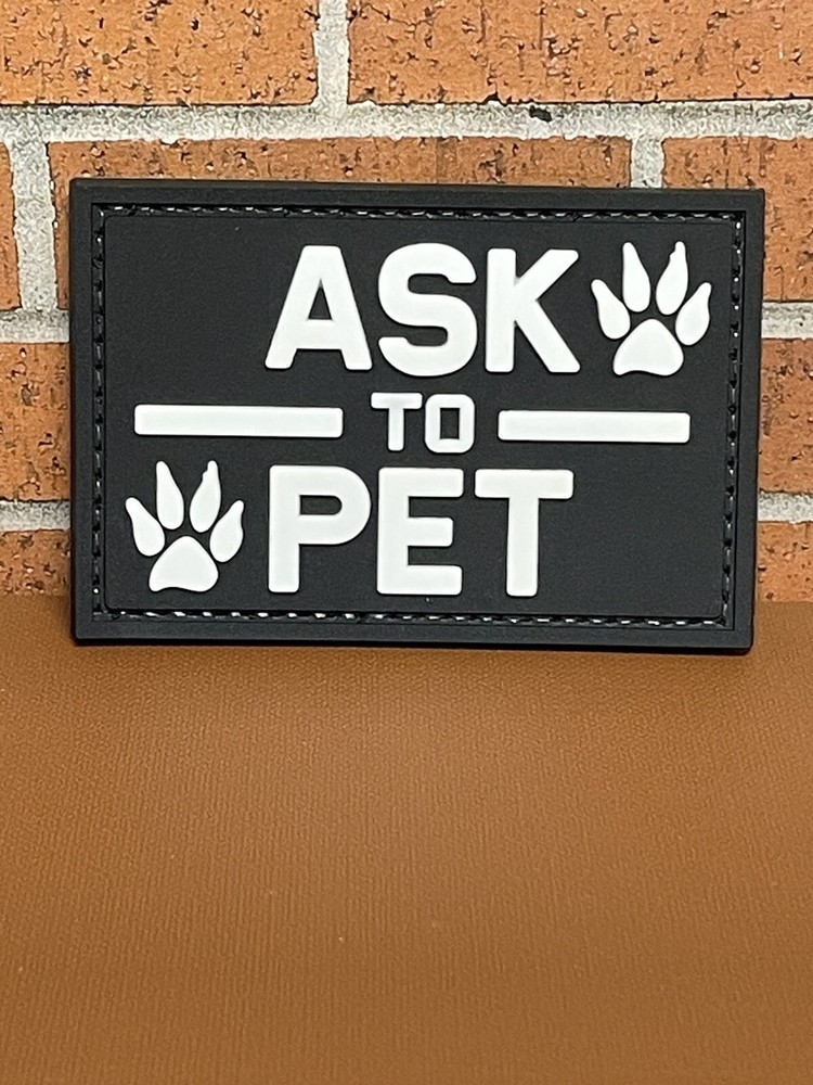 Service Dog PVC Patch, Service Dog Ask to Pet Patch, Hook Backed Dog Patch