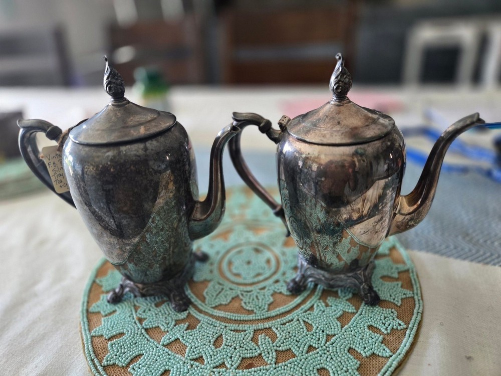 Vintage F.B. Rogers Silver Co. Silver Plated Footed Coffee and Tea Pot Set Model