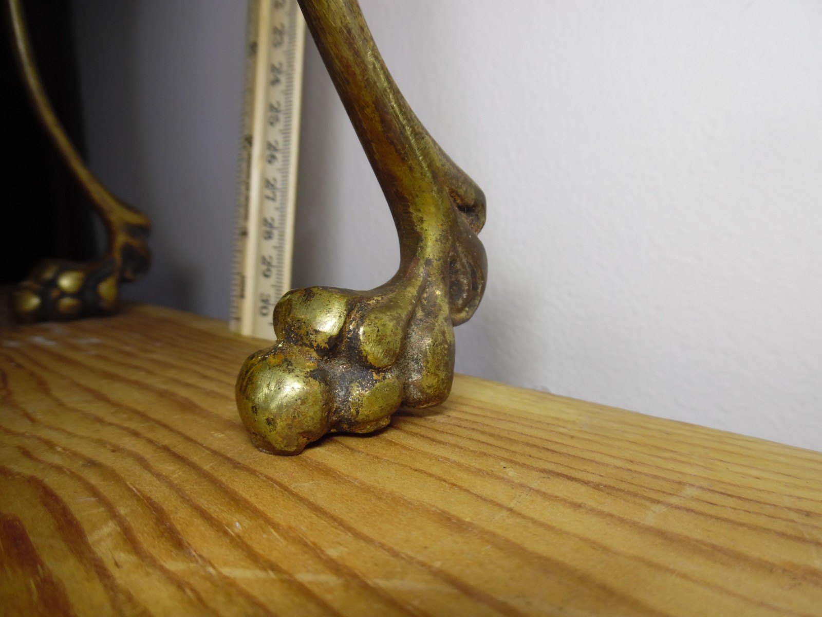 Orig Antique Brass 8" Claw Paw Feet Legs Furniture Stool REPURPOSE 4 Coat Hooks