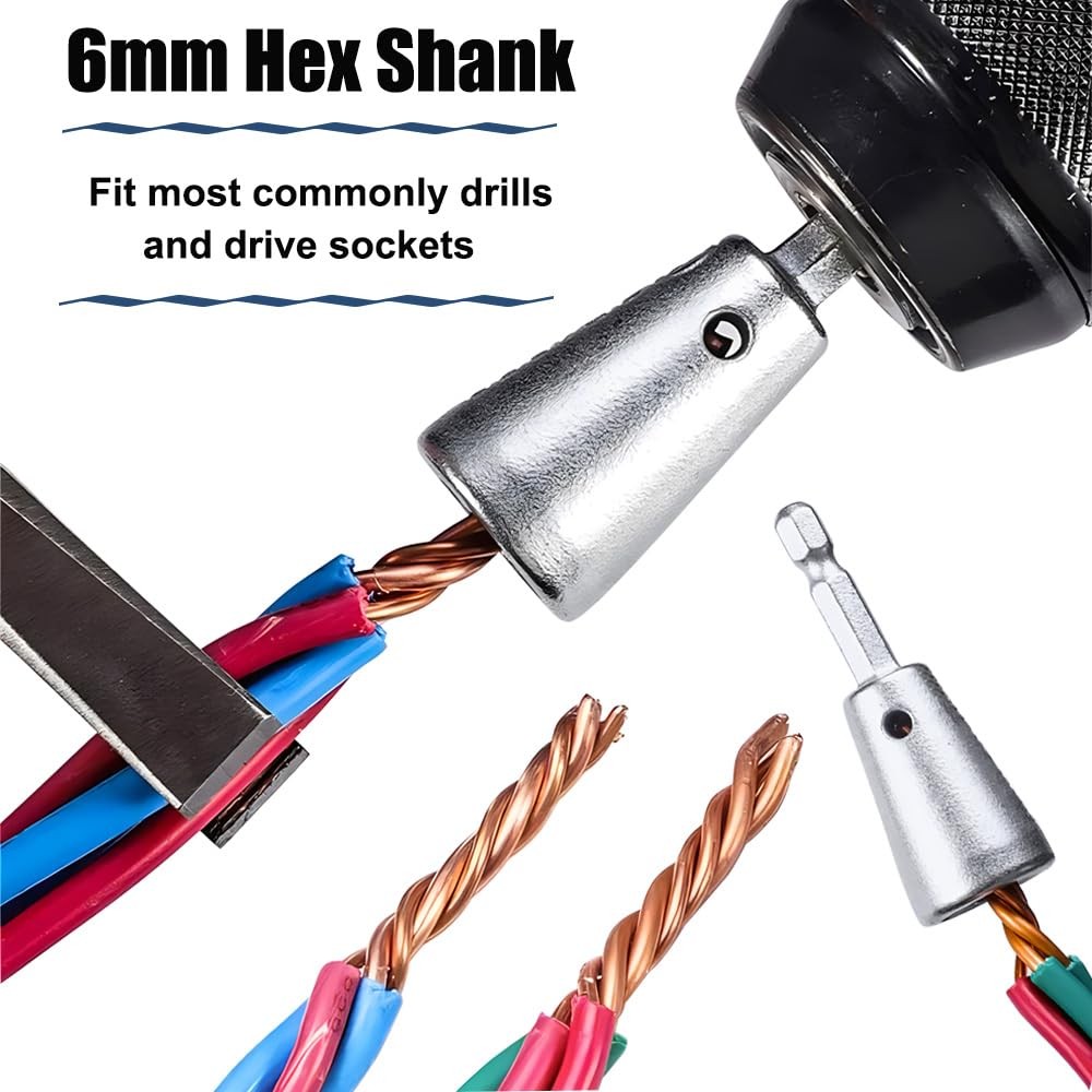 2pcs Wire Twisting Tool 6mm Hex Shank Electrical Cable Wire Stripper and Twis...