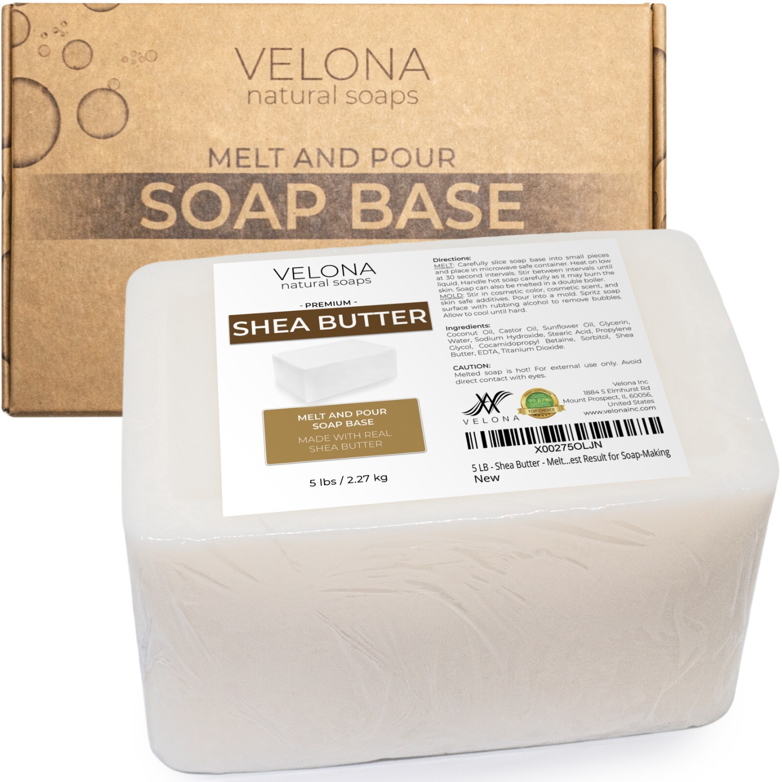 2,5,10,25 LB - Shea Butter Soap Base by Velona SLS/SLES Free Melt Pour